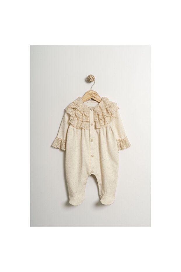 Mymi̇o Girls 0-3-6-9 Months Silvery Lace Jumpsuit