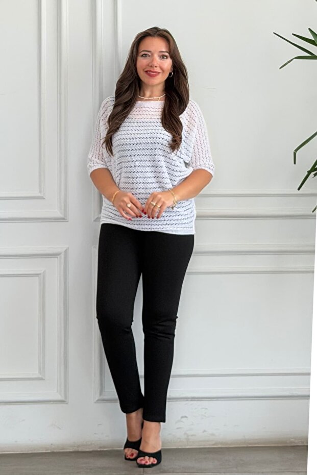 Boat Neck Bat Sleeve Mercerized Knitwear