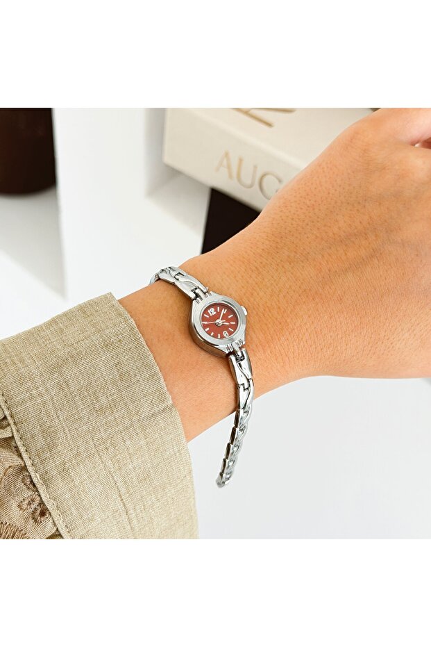 Calien Silver-Red Watch | Clock
