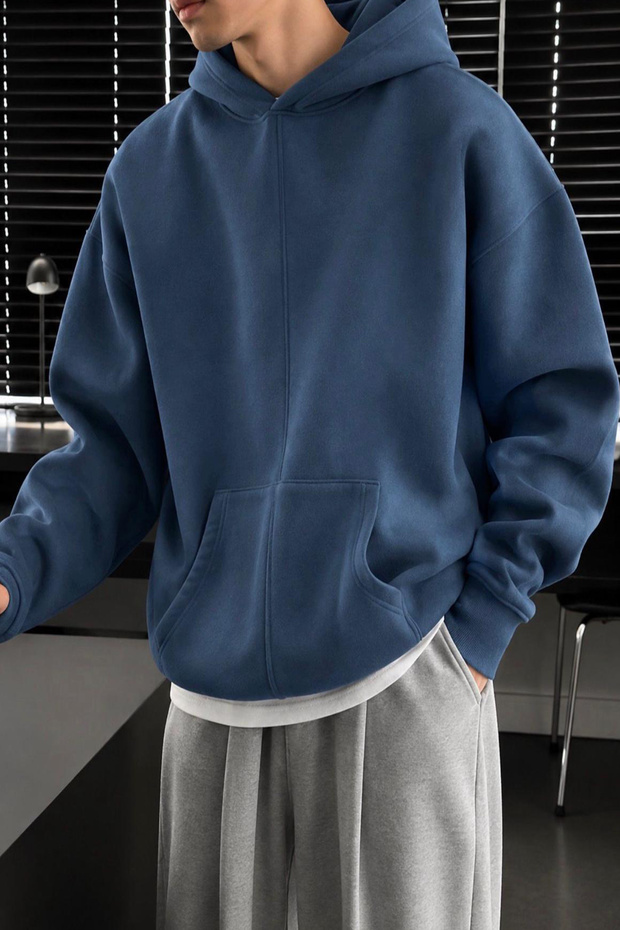 Men's Oversized Hooded Sweatshirt with Front Stitching Detail