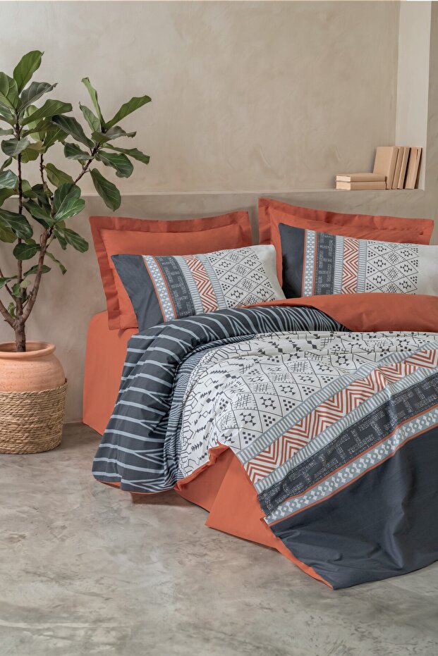 Toprak Single Duvet Cover Set Strata Cinnamon