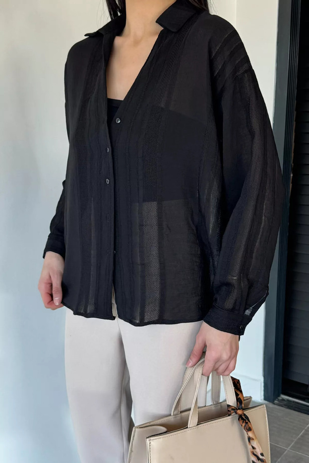 Black Perry Women's Transparent Shirt