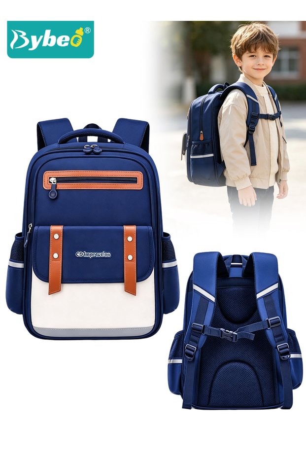 Kids School Bag, Children School Backpack, Elementary School Bags with Compartments & Reflective Strip, Waterproof Book Bag for Primary School Students Boys and Girls, Large Capacity & Lightweight