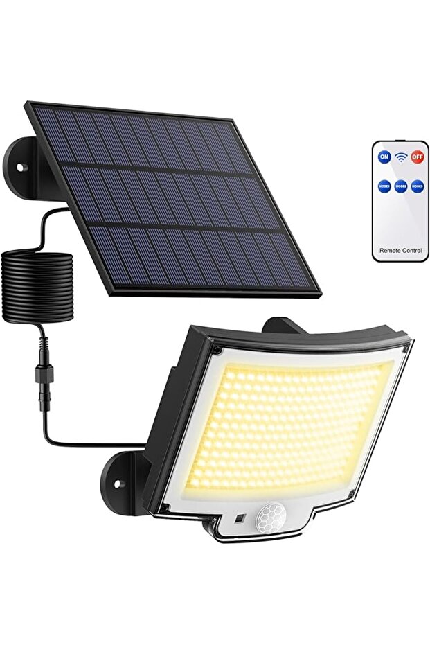 228 مصباح LED يعمل بالطاقة الشمسية للاستخدام الخارجي، مع لوحة شمسية كبيرة، 3 أوضاع، 270 درجة °