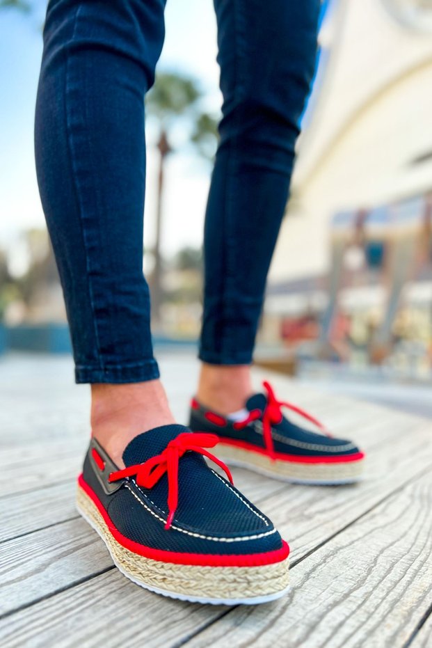 Rs311 - Espadril Men's Shoes Black - Red