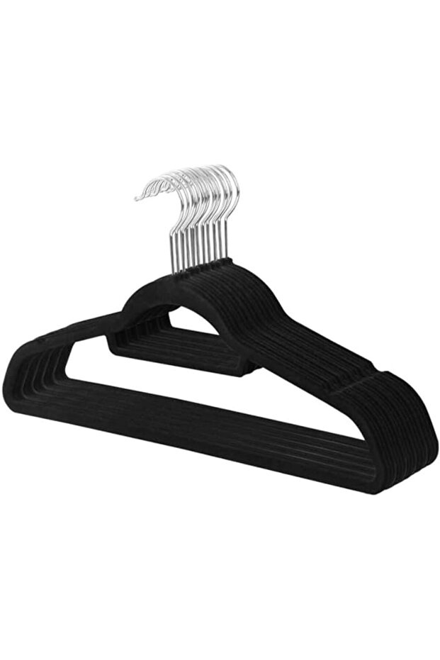 ®10-Pack Black Non-Slip Velvet Hangers 42cm With 360 Degree Rotatable Hook - Durable & S