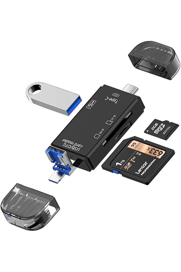 قارئ بطاقات SD، قارئ ذاكرة USB-C/Micro/USB 6 في 1، عارض كاميرا، محول قارئ بطاقات SD USB 3.0