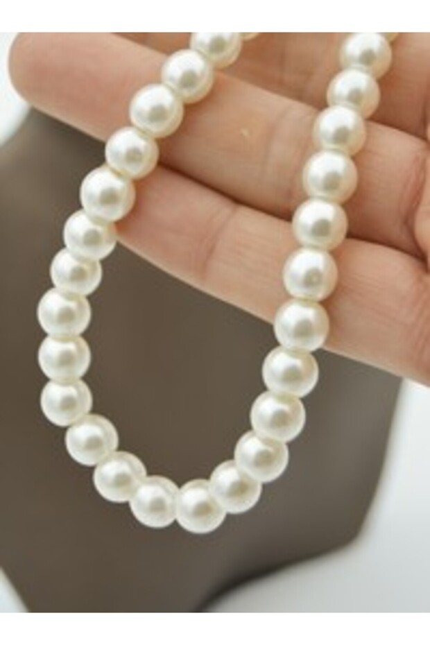 Glass Pearl Necklace - White -
