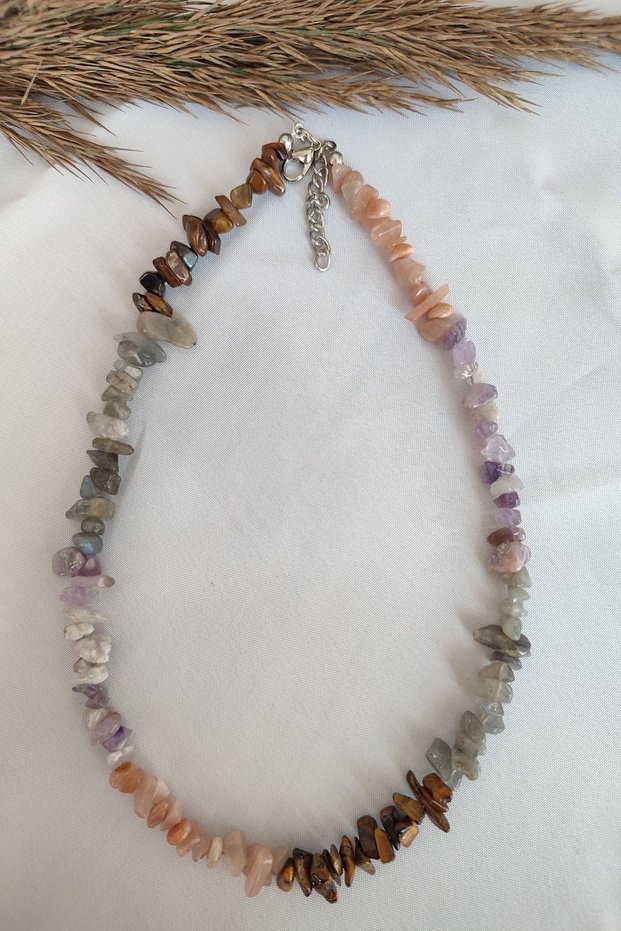 Certified Tiger's Eye, Amethyst, Sunstone, Labradorite Natural Stone Pendant