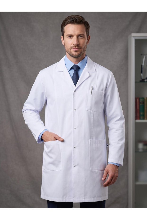 Men's Shirt Collar White Coat (85 cm) – Doctor, Teacher, Staff, Laboratory & Hospital Coat | Bnt8012
