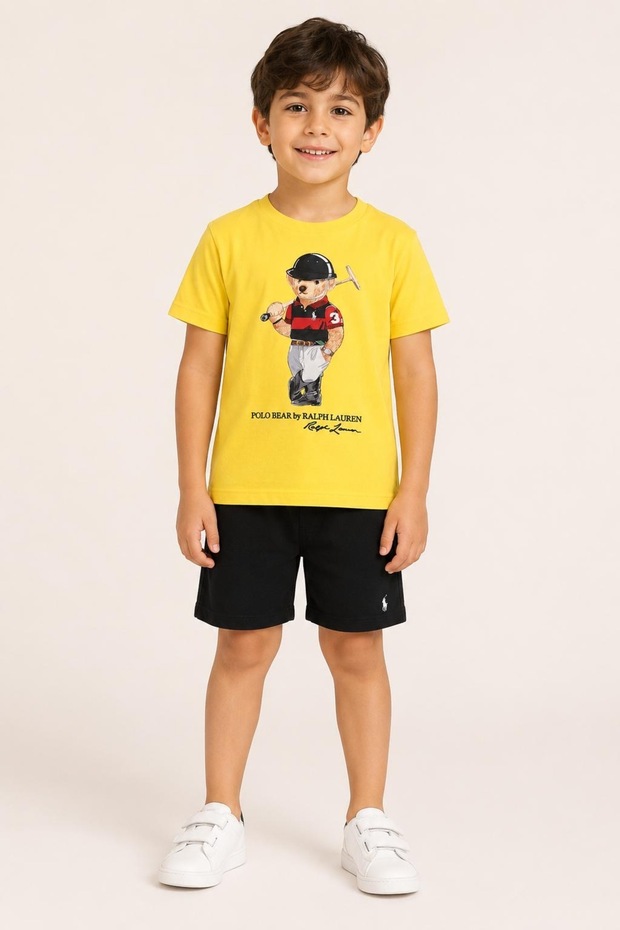 Boys' Cotton T-Shirt Shorts Set Crocodile Logo Printed Summer Top and Bottom Set