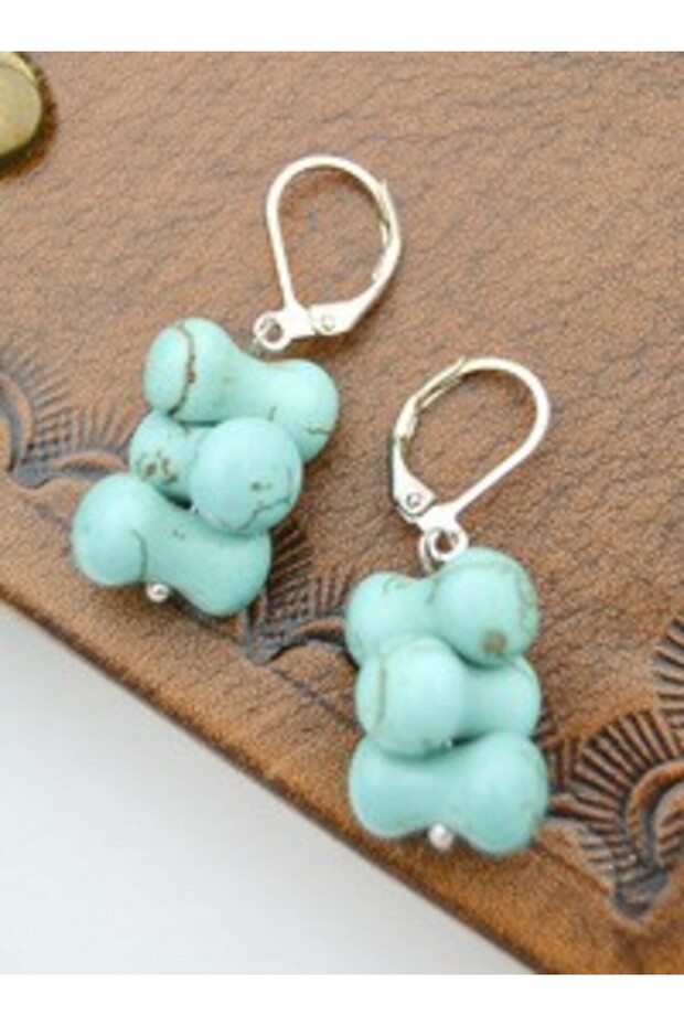 Turquoise Stone Earrings - Multicolor -