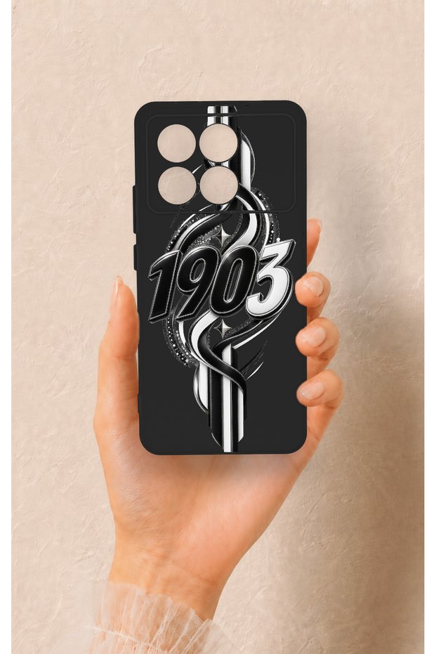 حافظة سيليكون بنمط اللبلاب باللونين الأسود والأبيض متوافقة مع هاتف Poco X6 Pro