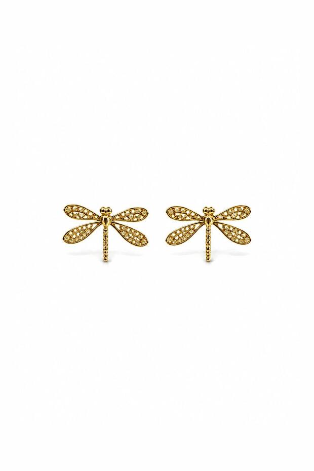 Mini Dragonfly Gold Stud Earrings