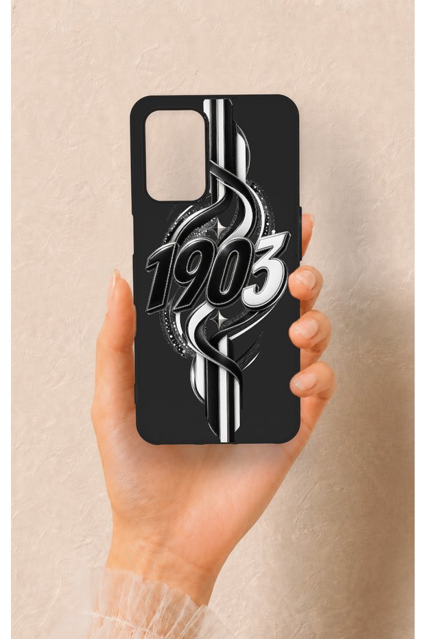 Oppo A54 Compatible Black and White Ivy Patterned Silicone Case