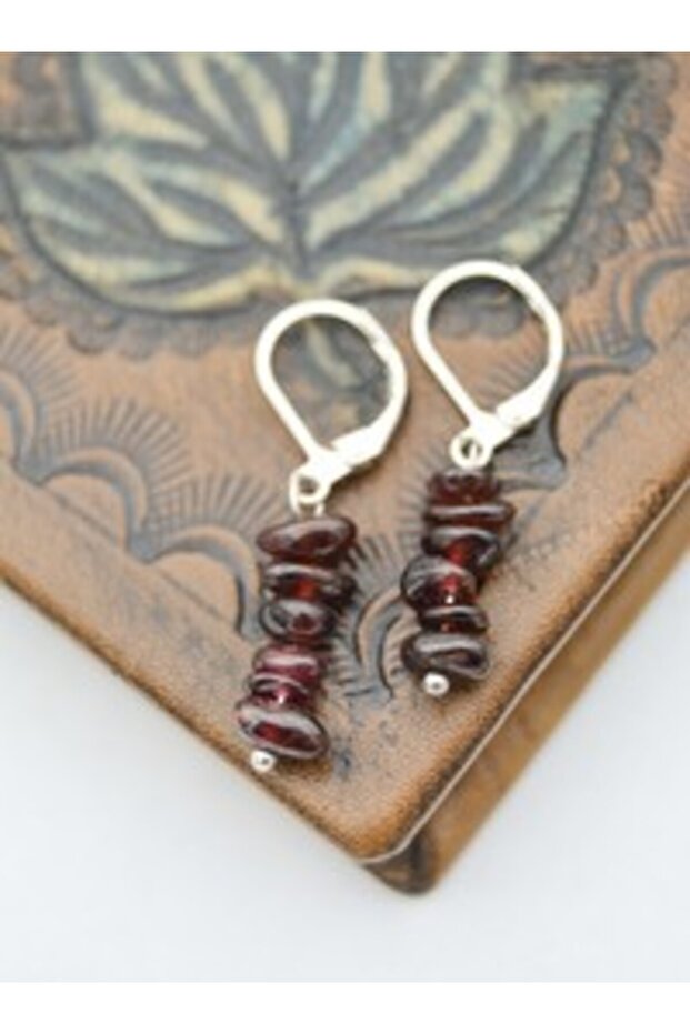Garnet Stone Earrings - Multicolor -