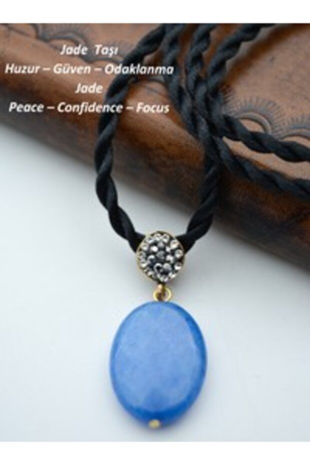Jade Natural Stone Necklace - Blue -