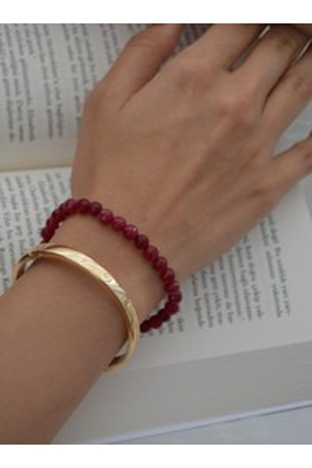 Faceted Cut Ceyt Stone and Kellepçe Bilrklik - Gold Color -