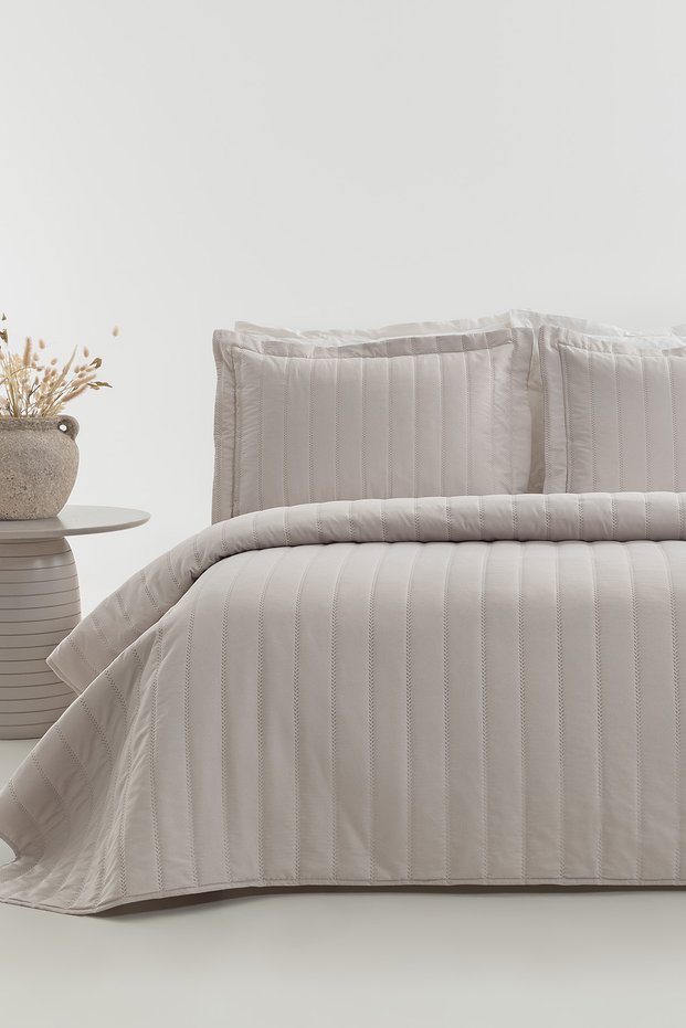 Faint Double XL Bedspread Set - Stone