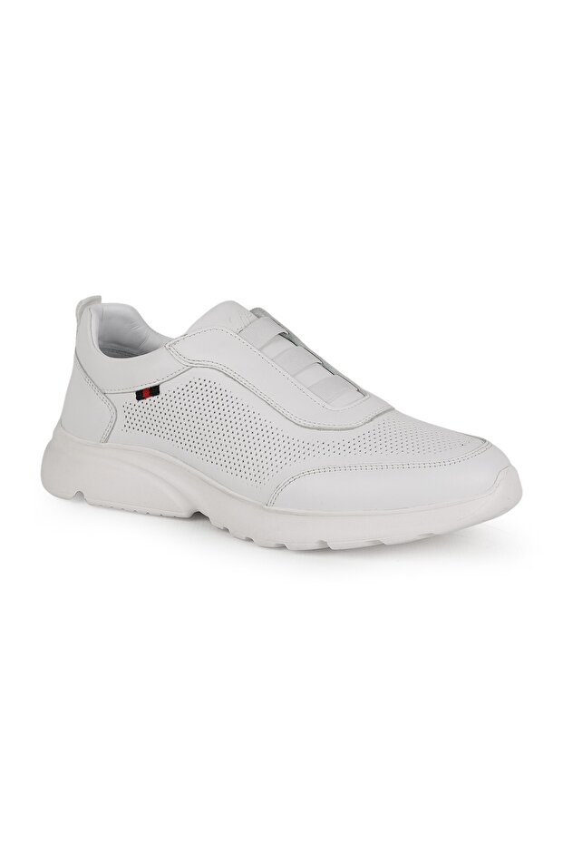 Men's Sneaker Shoes Genuine Leather Antique Slip-On Laceless Perforated Lightweight Thick Eva Sole L6002