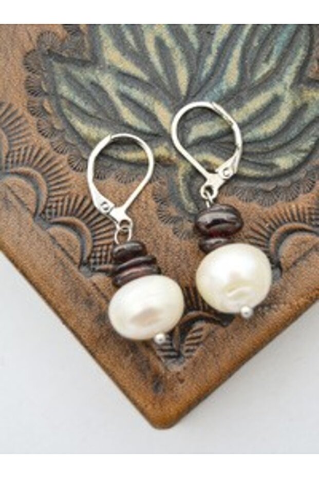 Gemstone and Pearl Earrings - Multicolor -