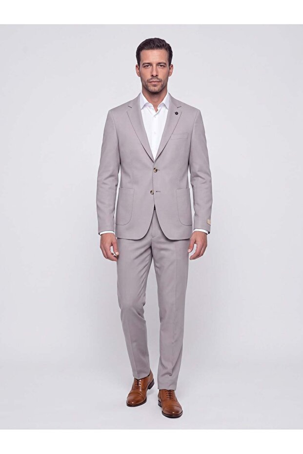 Gray Mono Collar 6 Drop Casual Suit
