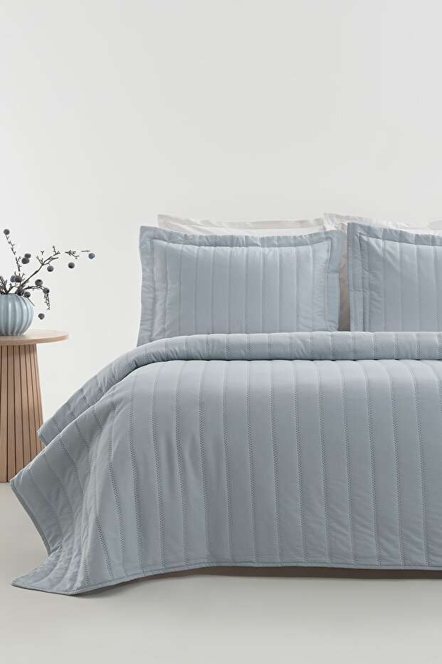 Faint Double Bedspread Set - Blue