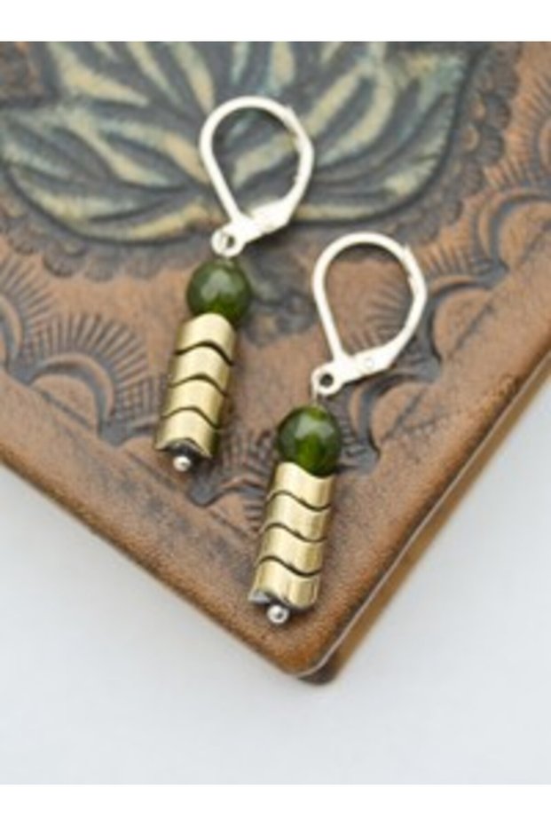 Jade Stone and Hematite Stone Earrings - Multicolored -