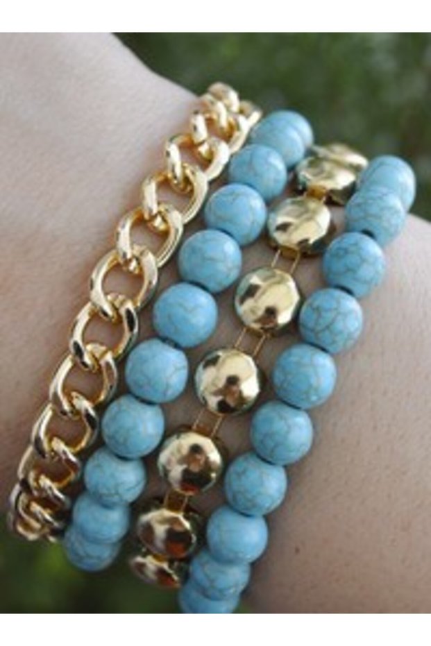 Turquoise Bracelet Set - Multi-Colored -
