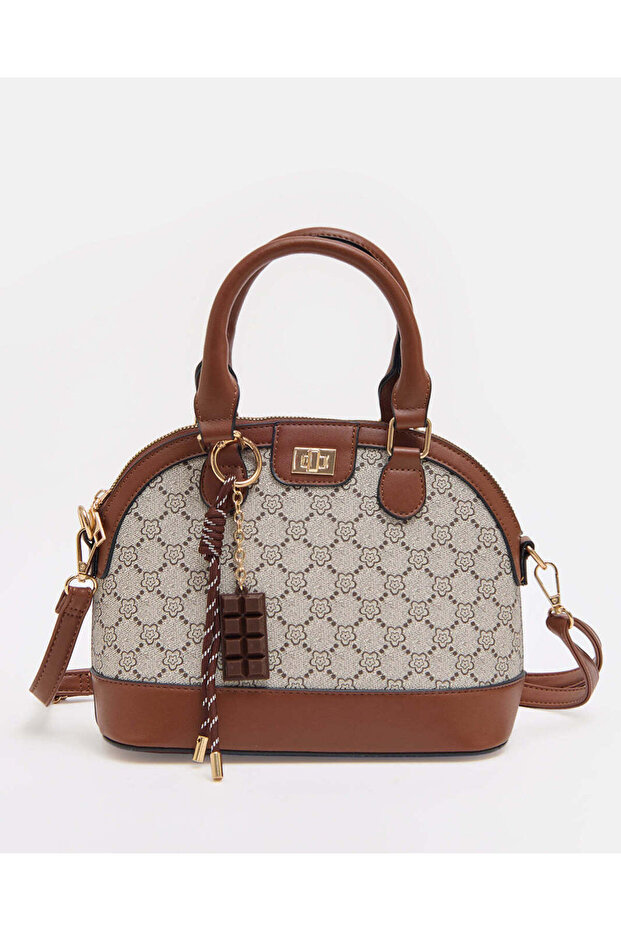 Women Beige And Brown Monogram Crossbody Bag