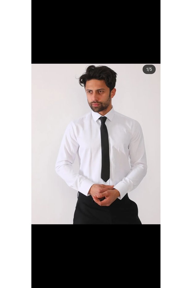 Slim Fit Sports Shirt Long Sleeve Men's Plain Fabric Cotton