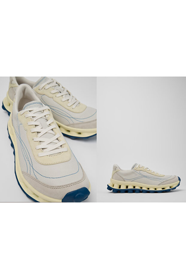 Pelotissima White and Beige Leather and Nubuck Sneakers for Men.