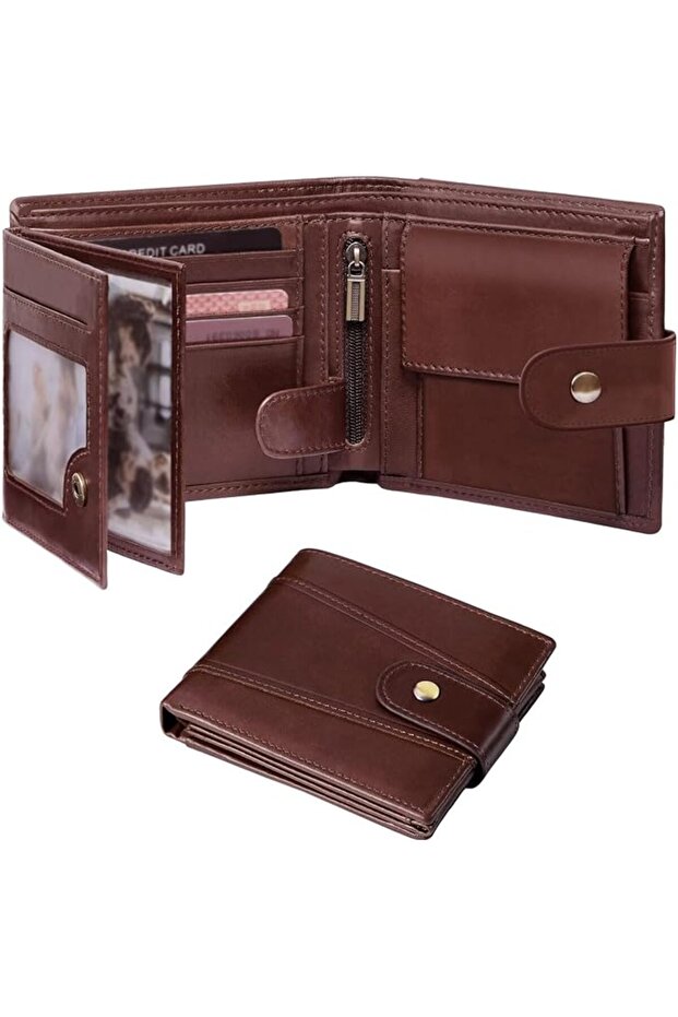 Genuine Leather Wallets for Men, Leather Multi-Functional RFID Blocking Wallet with 17 S
