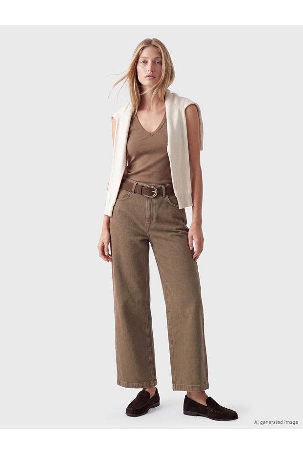 Wide Leg Women's Jean Pants with Belt for Style Enthusiasts from Uzg Store