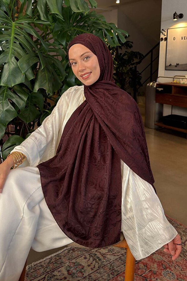 Gg Pattern Ayrobin Floral Jacquard Shawl Dark Burgundy
