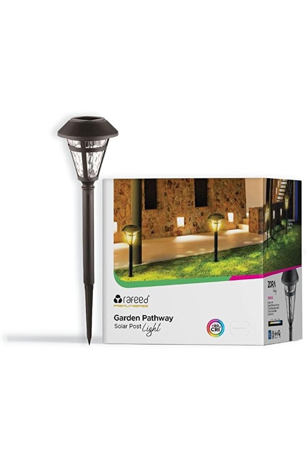 مصباح شمسي خارجي للحديقة، مقاوم للماء IP44، مصباح LED شمسي بقوة 0.05 واط - أسود متين