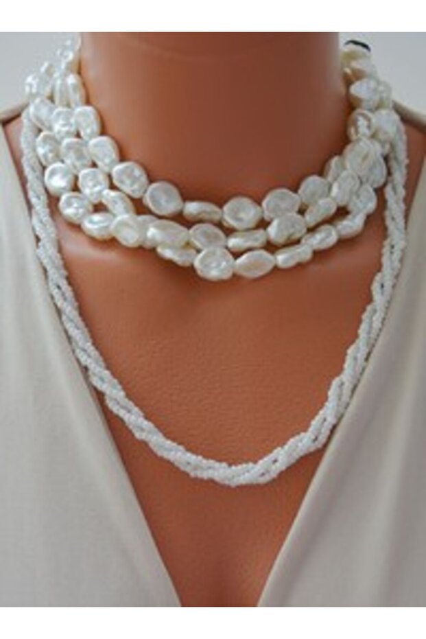 Pearl necklace - multicolor -