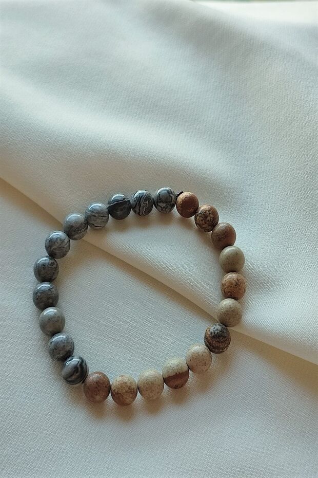 Certified 8 mm Jasper Men's Natural Stone Bracelet