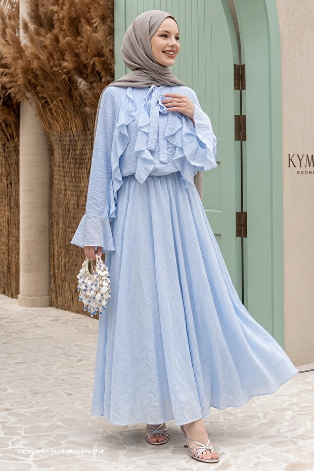 Spanish Sleeve Ruffle Blue Suit