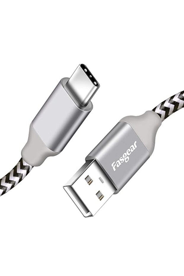 كابل USB-C، عبوة واحدة بطول 10 أقدام، كابل شحن ومزامنة USB من النوع C مجدول من النايلون ومتين ومتوافق