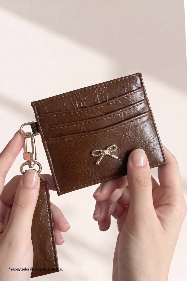 Brown Card Holder with Ribbon Detail