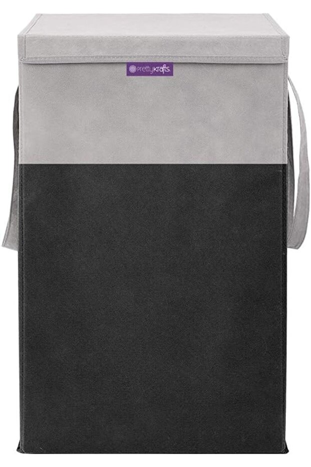 35 L Non Woven Rectangular Foldable Large Laundry Bag/Basket With Lid & Handles, Freest