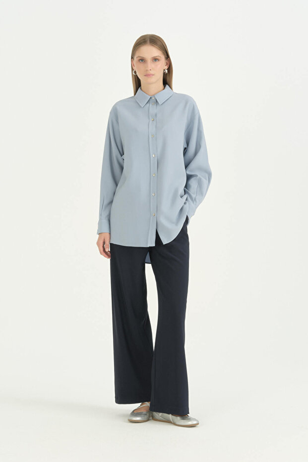 Pile Detailed Vintage Shirt - Light Blue