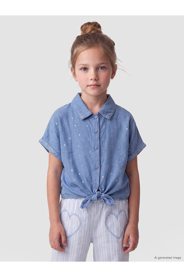 Trendlucky: girl's jean shirt with rhinestone detail