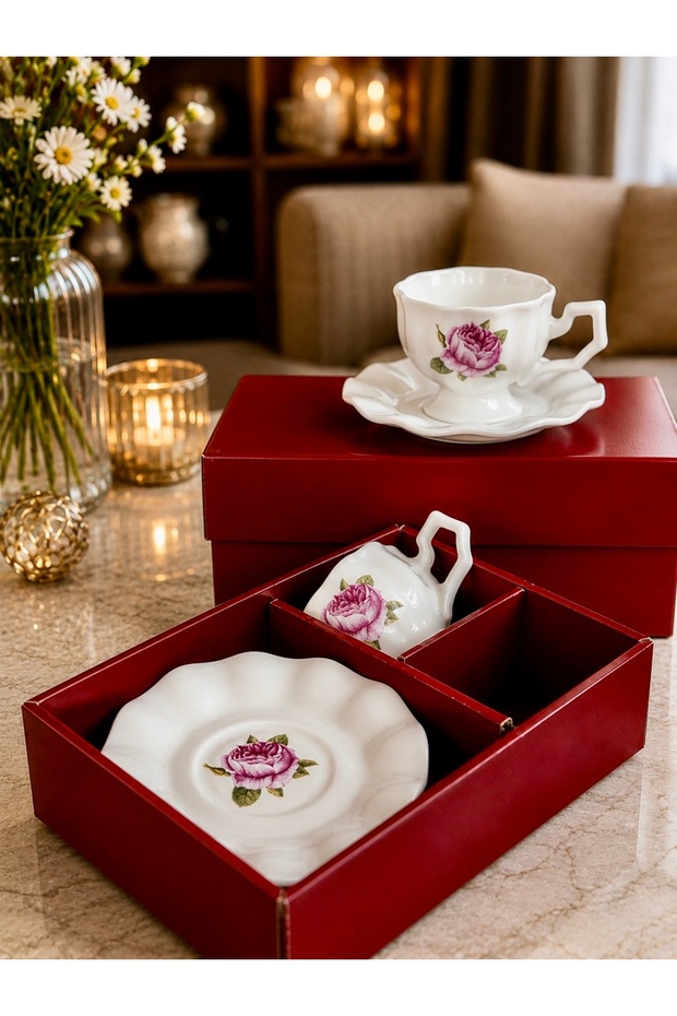 Victoria 2-Person Rose Special Boxed Coffee Cup Set 90 ml
