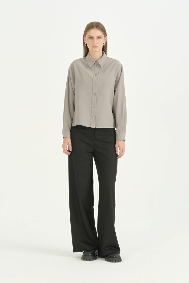 Front Cut Modal Shirt - Gray