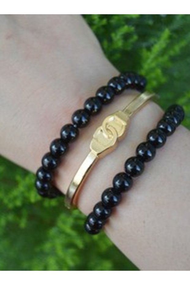 Clamped bracelet set - multicolored -