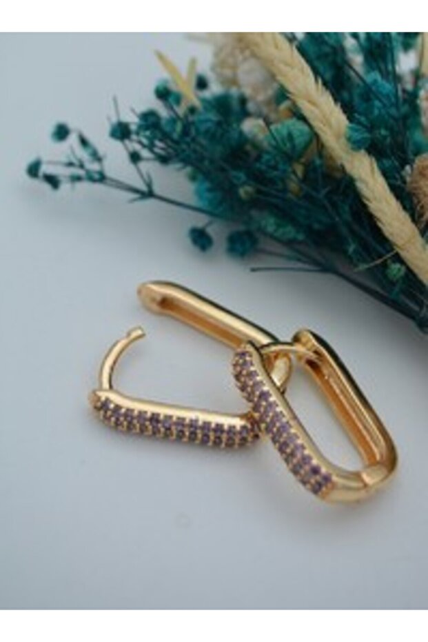 Zircon Stone Jeweler's Work Earrings - Gold Color -