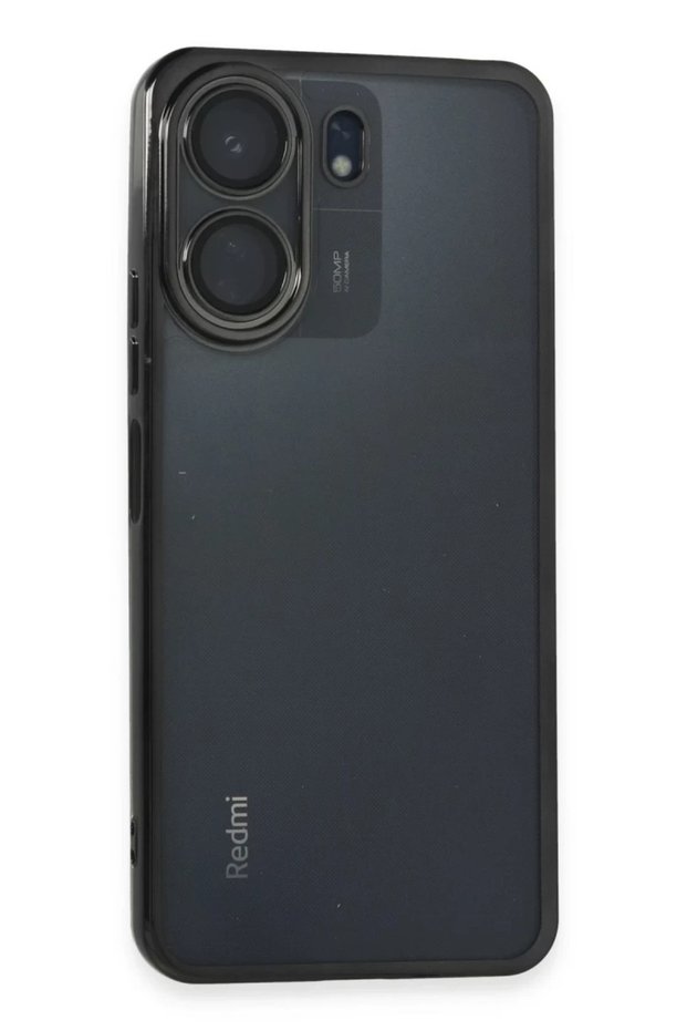 حافظة سيليكون متوافقة مع هاتف Xiaomi Redmi 13C مع عدسة - أسود