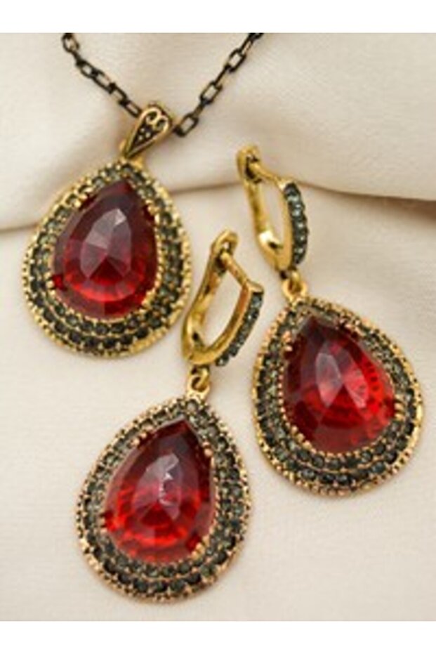 Authentic Drop Jewelry Set - Red -